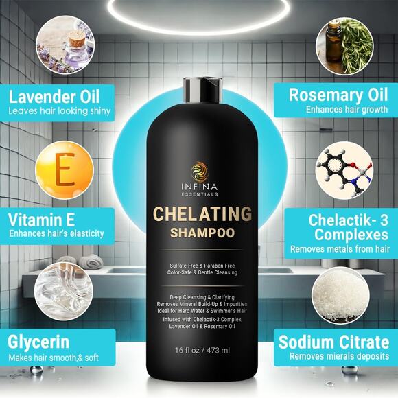 Chelating Hard Water Shampoo with Chelactik-3 & Rosemary Oil - Color Safe Metal - Picture 2 of 6
